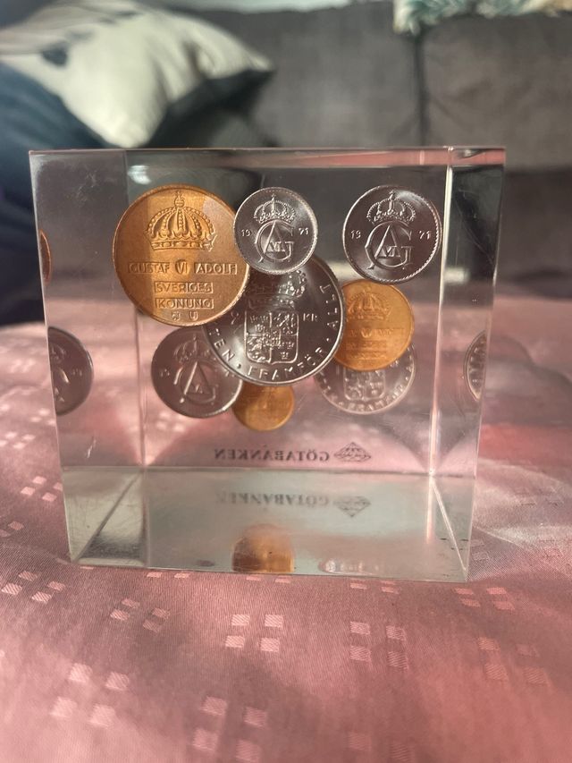 Cubo metacrilato monete Svezia
