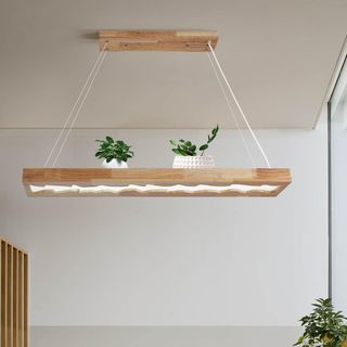 Lampara colgante madera rustica LED