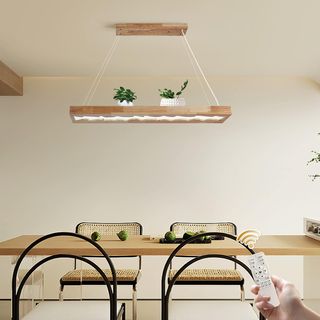 Lampara colgante madera rustica LED