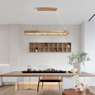 Lampara colgante madera rustica LED