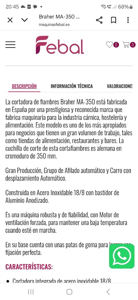 Cortafiambres BRAHER MA.350 Automático