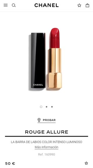 Chanel Rouge Allure - Pintalabios Rojo
Color 104
