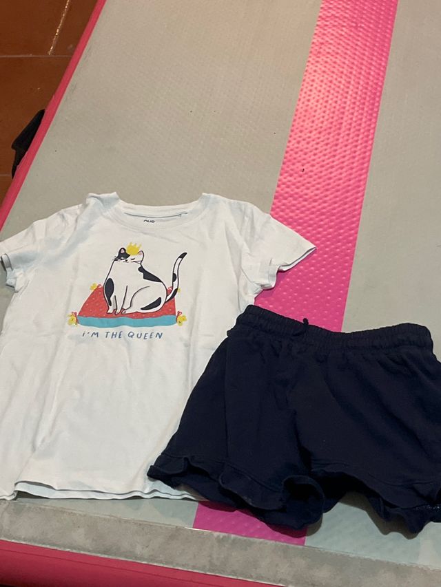 Maglietta e shorts bimba, gatto
