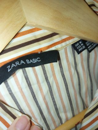 Blusa Zara Basic rayas beige-marrón M