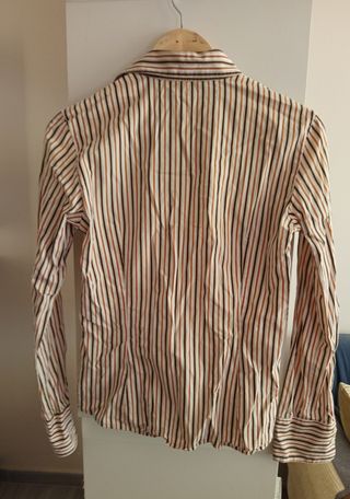 Blusa Zara Basic rayas beige-marrón M