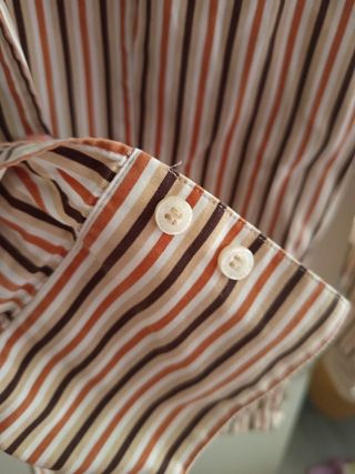 Blusa Zara Basic rayas beige-marrón M