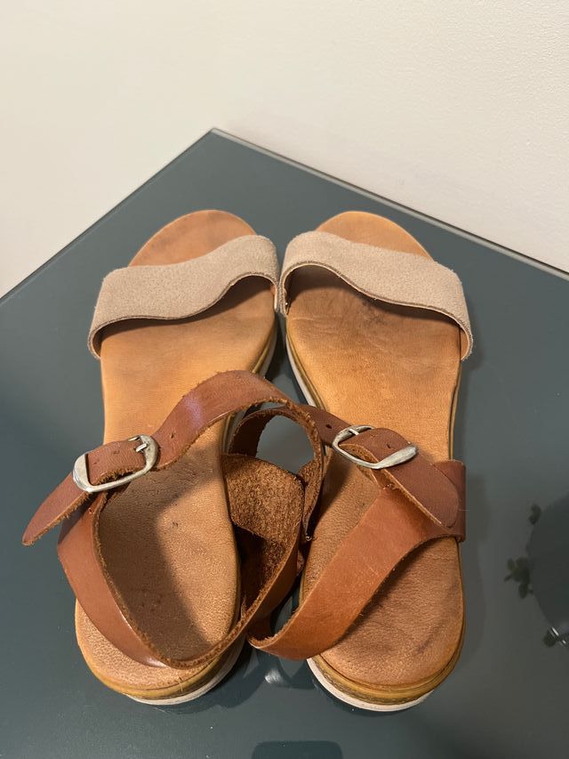 Sandalias Visanze piel beige-marrón