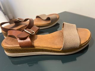 Sandalias Visanze piel beige-marrón
