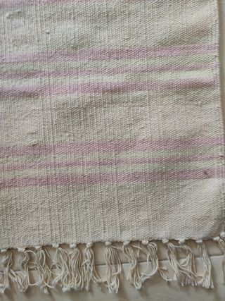Alfombra algodón beige y rosa