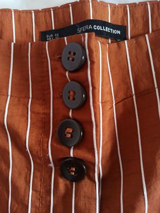Pantalón culotte rayas marrón blanco