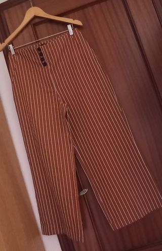 Pantalón culotte rayas marrón blanco