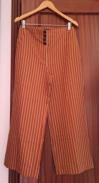 Pantalón culotte rayas marrón blanco