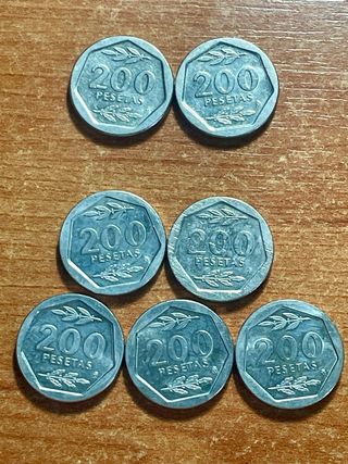 7 Monedas 200 Pesetas J. Carlos I