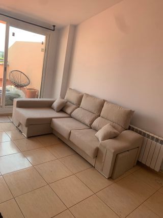 Sofá chaise longue gris - tela