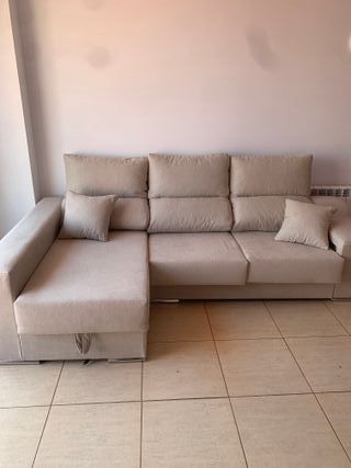 Sofá chaise longue gris - tela