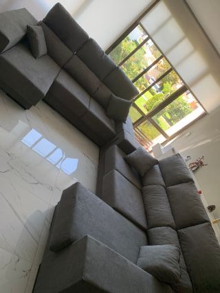 Sofá chaise longue gris - tela