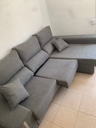 Sofá chaise longue gris - tela