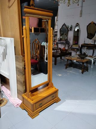 Espejo tocador madera maciza marrón