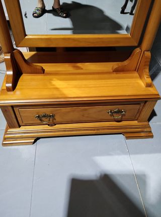 Espejo tocador madera maciza marrón
