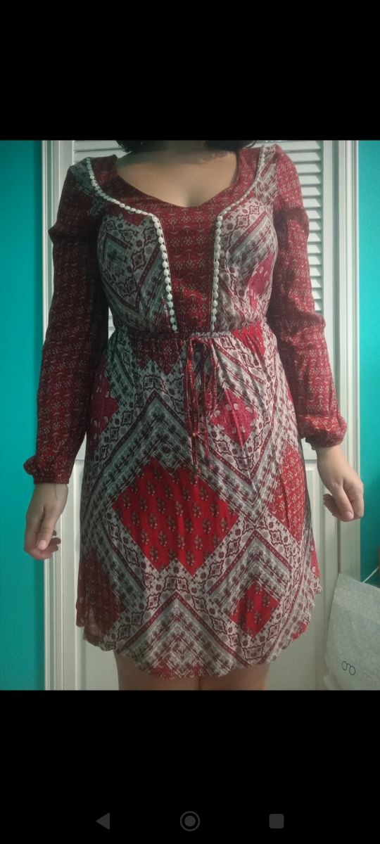 Vestido rojo estampado - Talla S