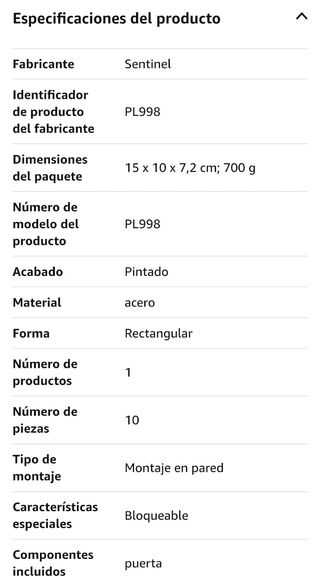 Caja Fuerte Pared Llaves Sentinel