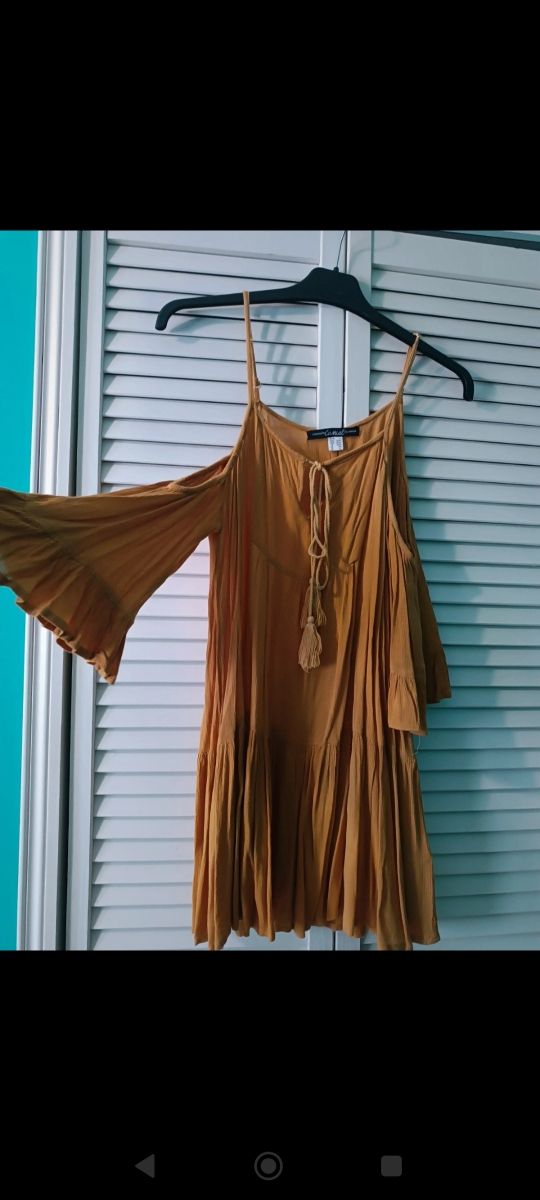 Blusa/vestido mostaza hombros caídos