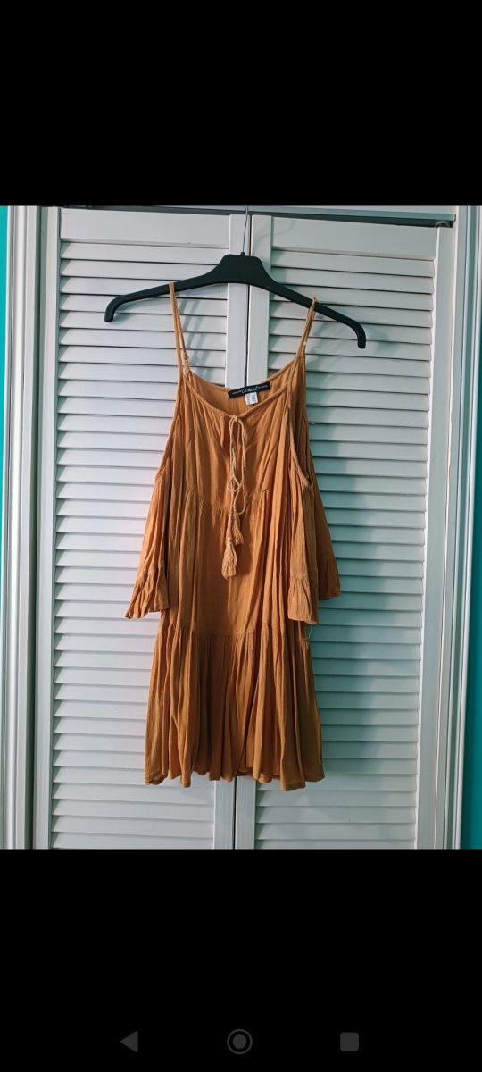 Blusa/vestido mostaza hombros caídos