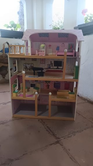 Casita muñecas madera 3 plantas