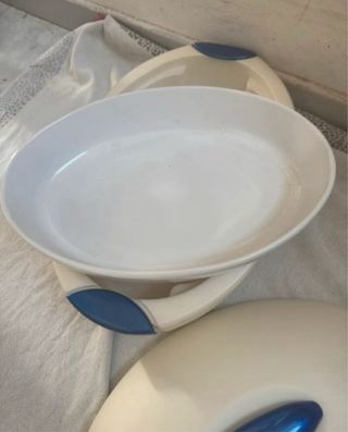 Pirofila ovale beige e blu