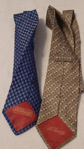 2 Corbatas S.T. Dupont - Azul y Beige