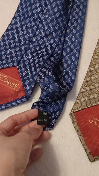 2 Corbatas S.T. Dupont - Azul y Beige