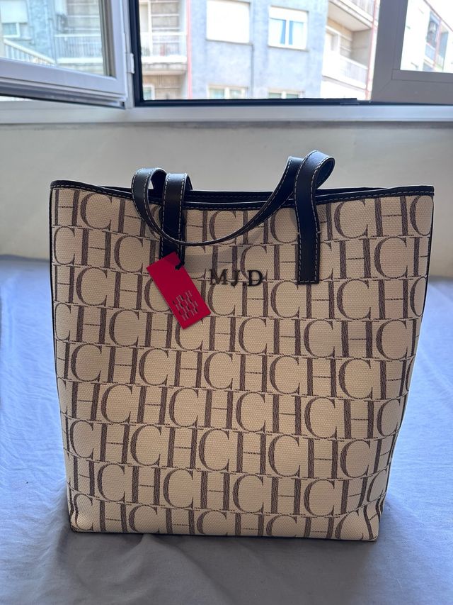 Bolso Carolina Herrera beige y marrón