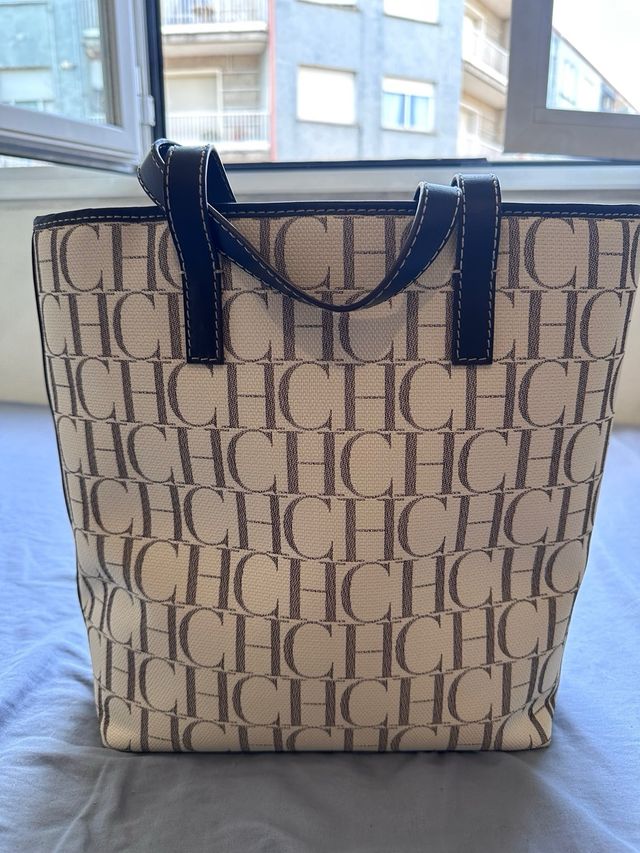 Bolso Carolina Herrera beige y marrón