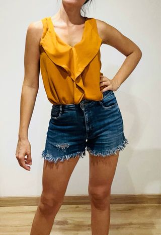 Blusa tirantes naranja - volantes
