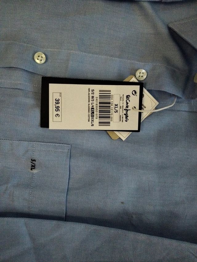 Camisa azul hombre manga larga