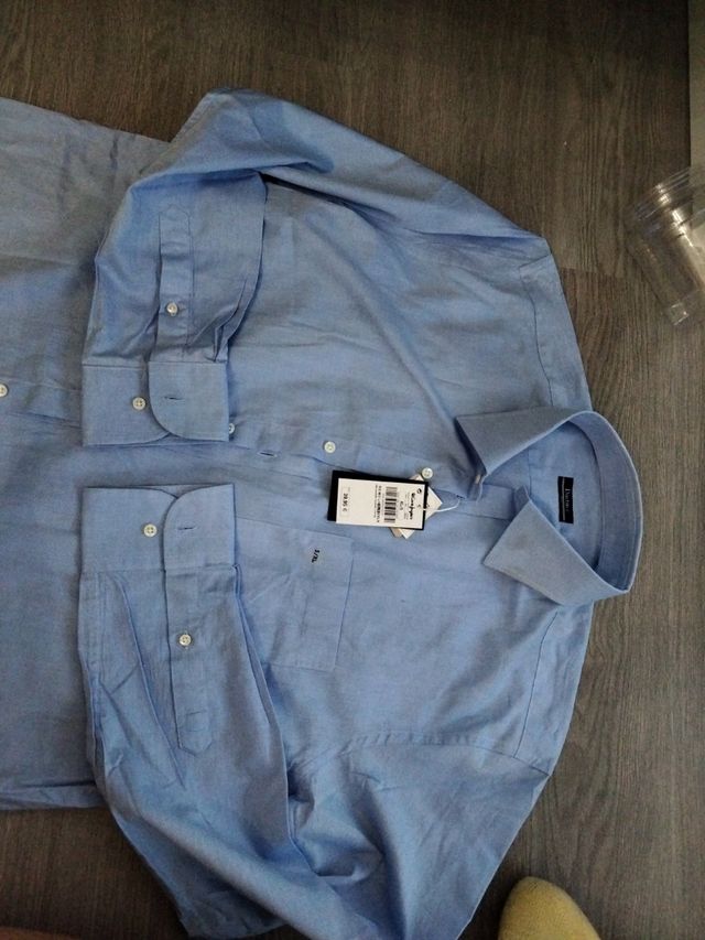 Camisa azul hombre manga larga
