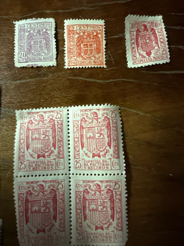 Sellos España 10 , 15 , 20 , 25 , 30 , 35 y 40 
