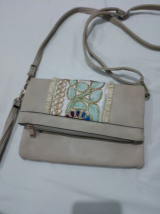 Bolso bandolera beige multicolor