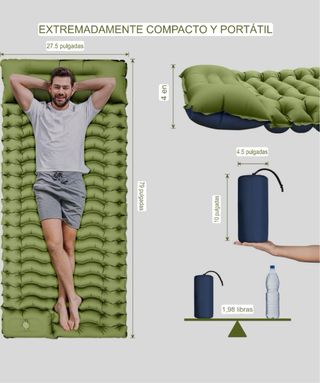 2 Colchonetas Camping Ultraligera inflador integra