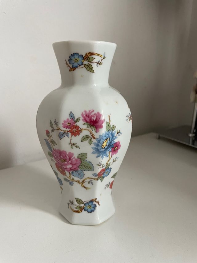 Jarrón porcelana flores vintage