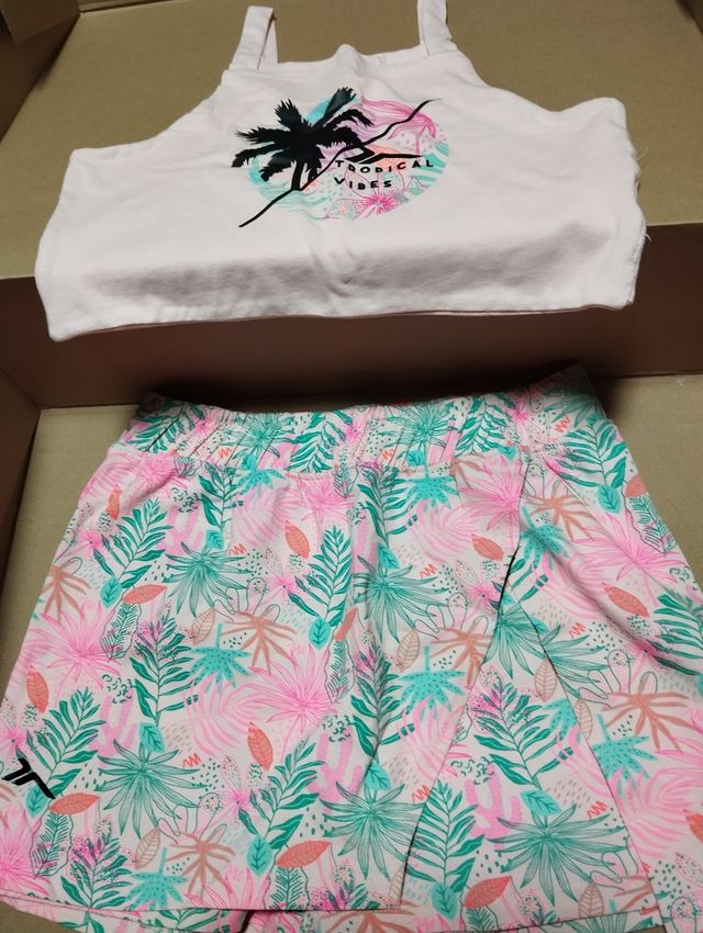 Conjunto falda pantalón y top niña talla 12