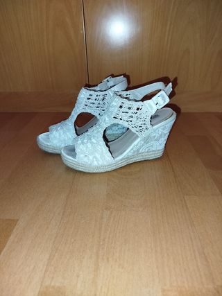 Sandalias cuña blanca mujer