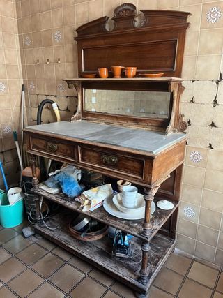 Aparador antiguo madera-mármol Siglo XIX