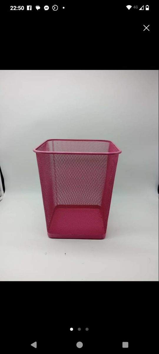 Papelera metálica rosa