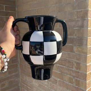 Vaso Ceramica Scacchi B/N