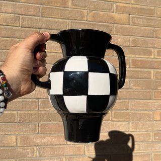 Vaso Ceramica Scacchi B/N