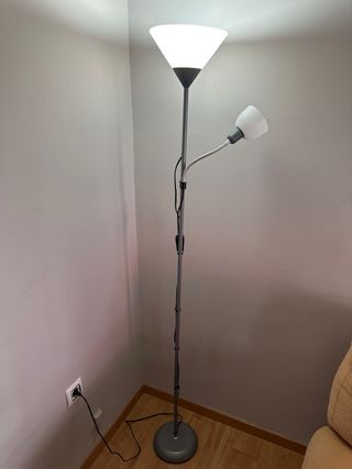 Lámpara pie gris - 2 luces