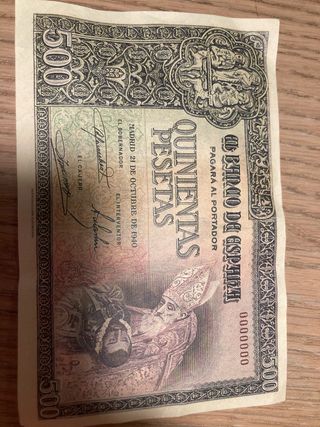 Reproducción Billete 500 Pesetas 1940