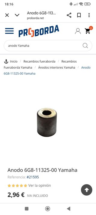 4 ánodos Yamaha 6G8-11325-00 + tornillos