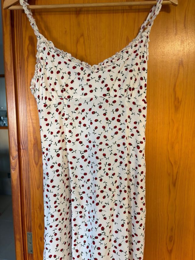 Vestido Bershka rojo y blanco - Talla S